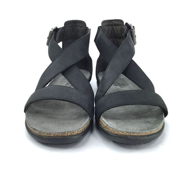 NAOT Rianna Cork Sandal Womens 38 US 7 Oily Coal Leather Strappy Gladiator NEW - Picture 3 of 15